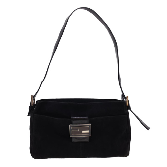 FENDI Mamma Baguette Shoulder Bag Suede Black Auth yk6548 - Picture 13 of 16